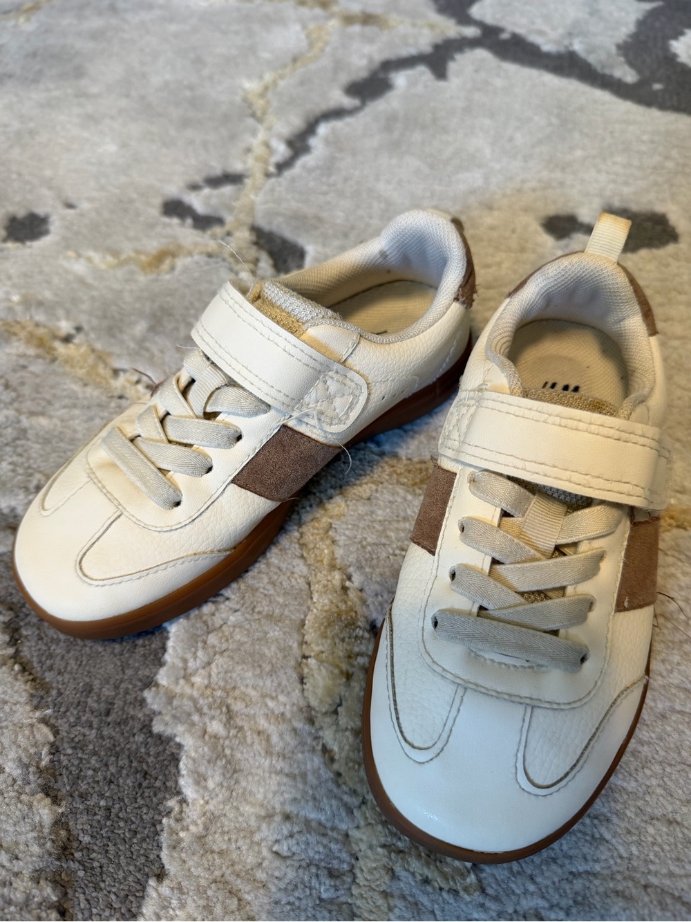 H&M Cream and Brown Kids Sneakers with Velcro Strap
